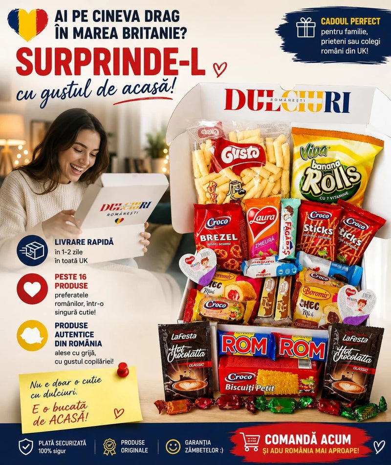 Romanian Sweets & Snacks Gift Box – Traditional Treats Hamper, 17 pieces