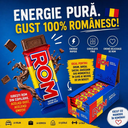 ROM Authentic Chocolate Bar with Rum Cream Filling, 36 Pieces, Romanian Chocolate Bars
